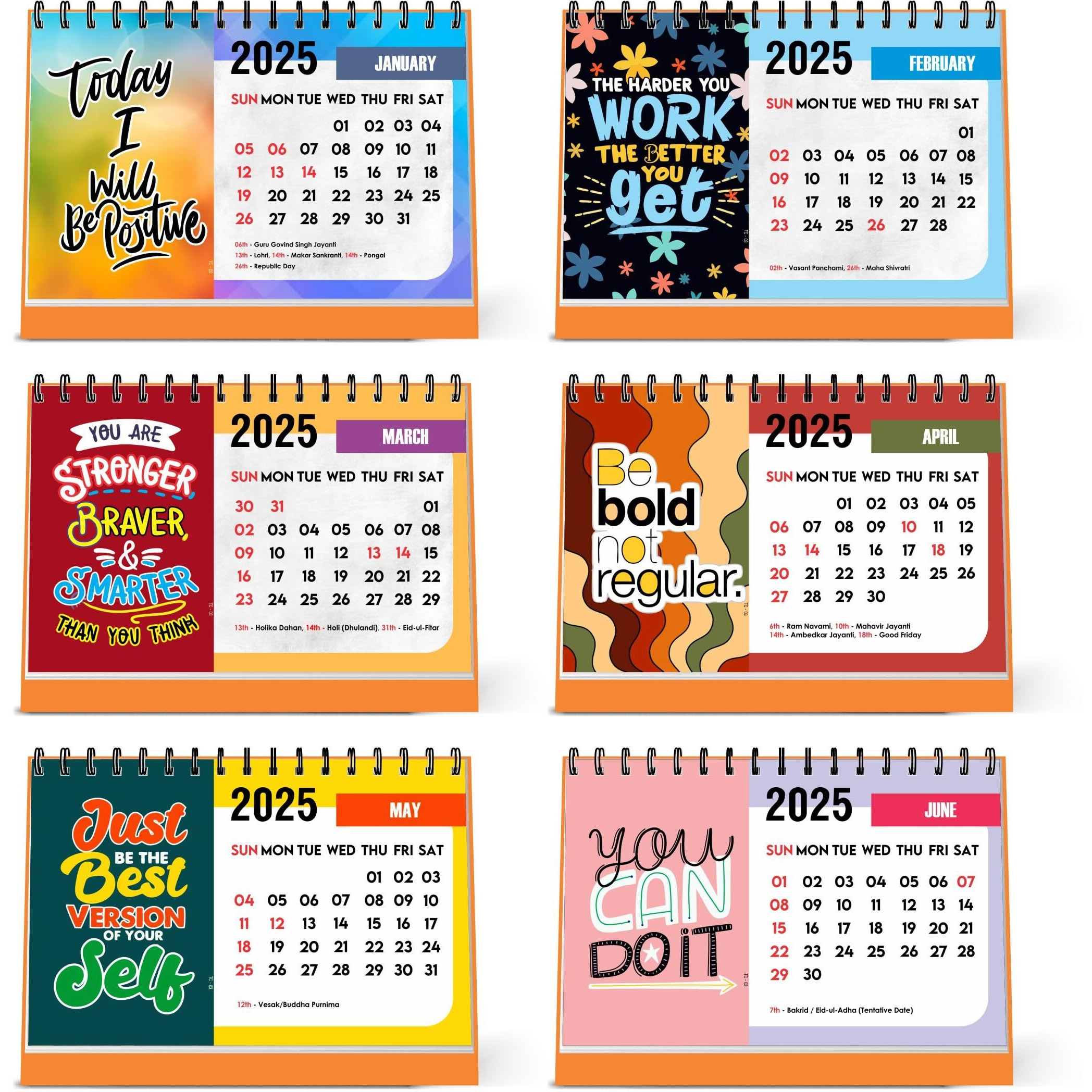 ESCAPER Motivational Desk Calendar 2025 (22 x 15 cm), Table Calendar 2025, Desktop Calendar 2025, Inspirational Quotes Calendar 2025, Motivational Calendar for Desk, New Year Calendar 2025
