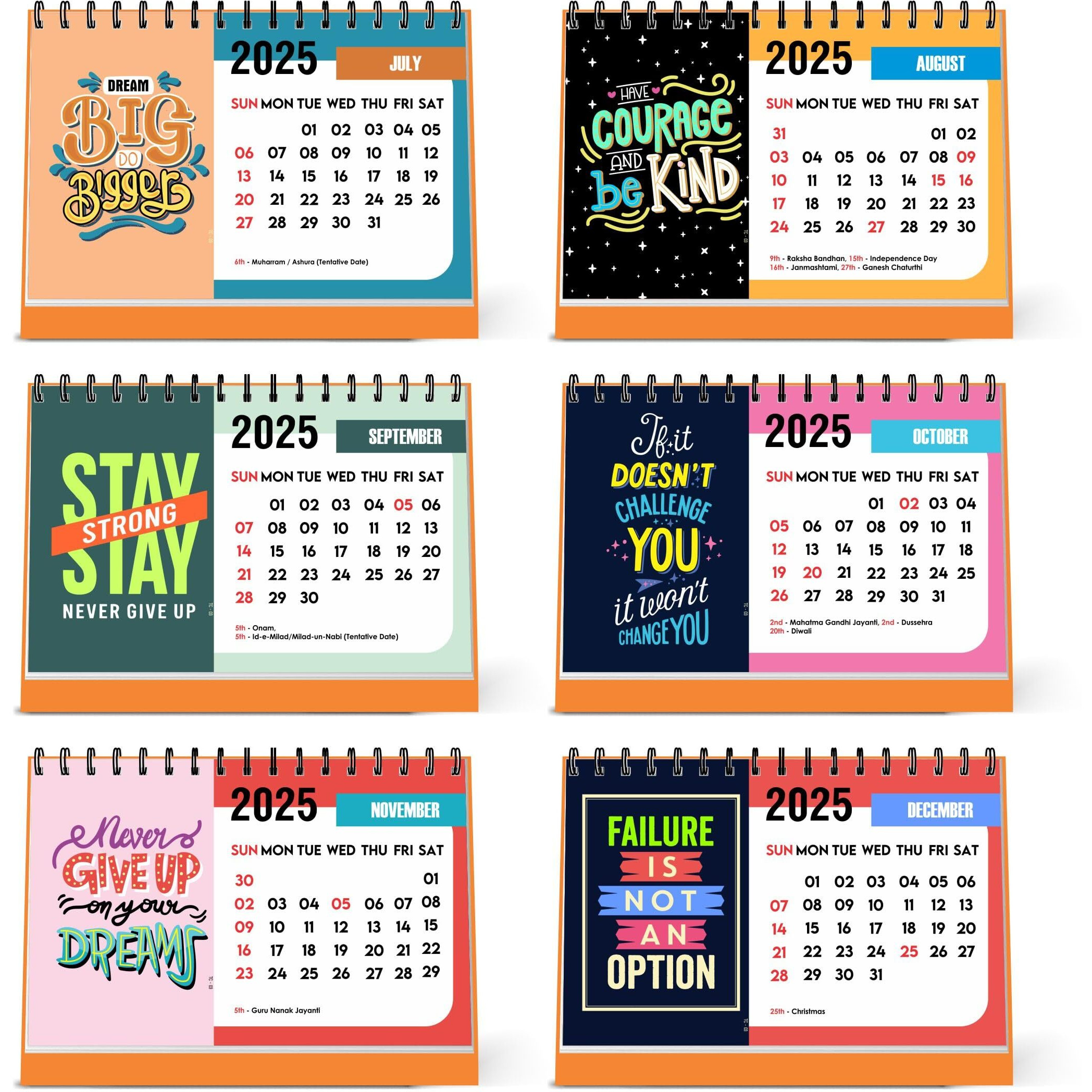 ESCAPER Motivational Desk Calendar 2025 (22 x 15 cm), Table Calendar 2025, Desktop Calendar 2025, Inspirational Quotes Calendar 2025, Motivational Calendar for Desk, New Year Calendar 2025