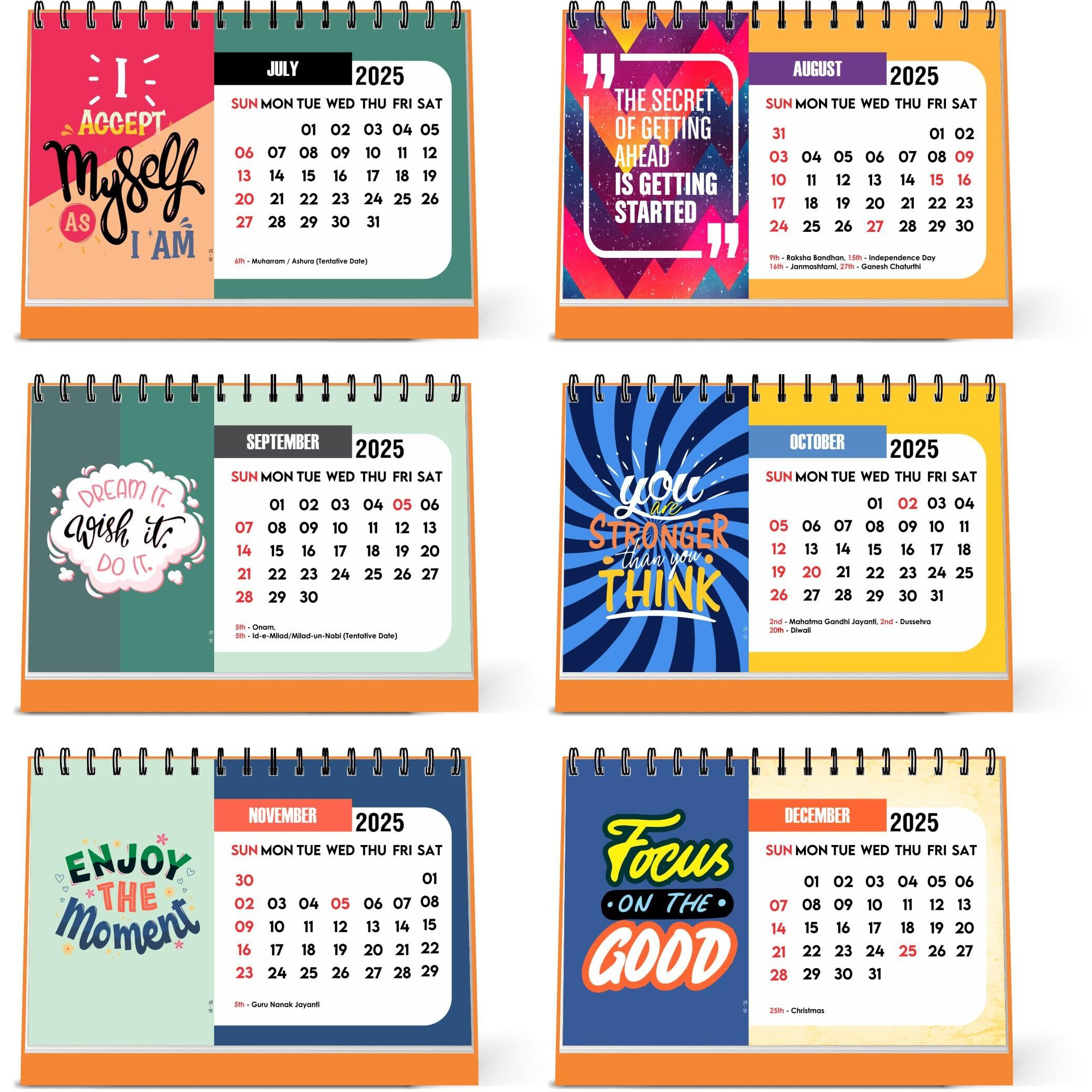 ESCAPER Positive Motivational Desk Calendar 2025 (22 x 15 cm), Table Calendar 2025, Desktop Calendar 2025, Inspirational Quotes Desk Calendar, Motivational Calendar for Desk, New Year Calendar