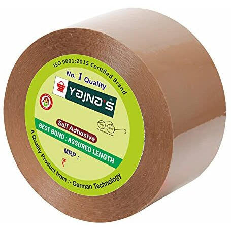 YAJNAS 48mm x 100 Meters, Pack of 3, Brown BOPP Tape Self Adhesive High-Strength Packing Tape Rolls, Packaging Tape | Brown Cello Tape | e Commerce Packaging Tape for Home, Office use & Box Packaging