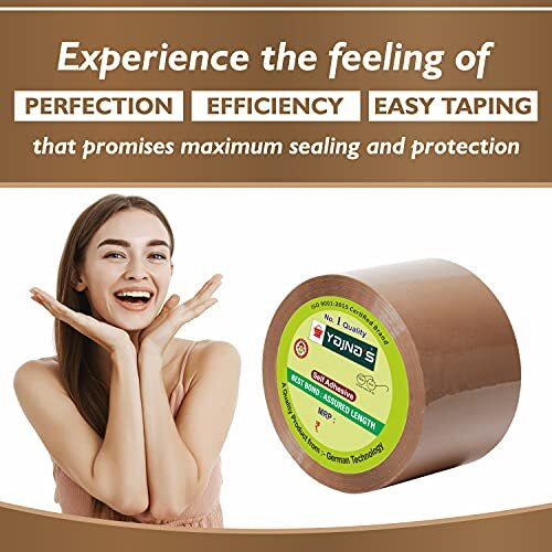 YAJNAS 48mm x 100 Meters, Pack of 3, Brown BOPP Tape Self Adhesive High-Strength Packing Tape Rolls, Packaging Tape | Brown Cello Tape | e Commerce Packaging Tape for Home, Office use & Box Packaging