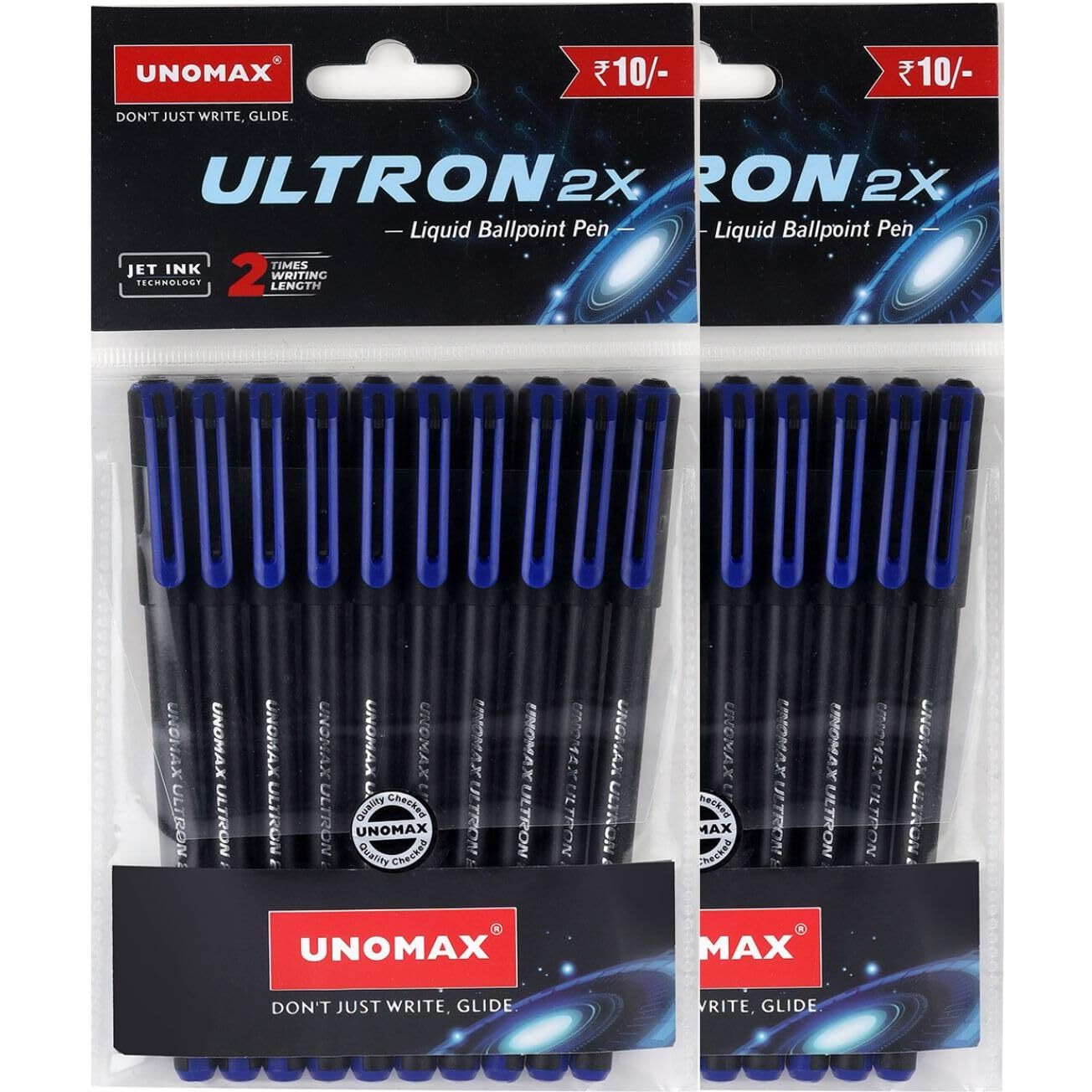 UNOMAX Ultron 2X Ball Pen - Set of 20 (Blue) | Unleash the Art of Writing with Elegance | Matt Finish Body | 0.7mm Tip Size for Superior Precision | Jet Ink Technology for Effortless