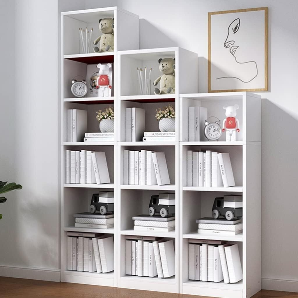 Callas 6 Layer Engineered Wood Bookshelf Multipurpose Home Decor Storage Rack Showcase Organizer for Living Room, Kitchen, Bedroom, Office | BR-07-White-6 Shelf