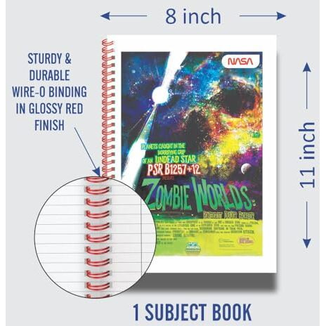 Anupam NASA 1 Subject Notebook A4, 70 GSM, 125 Sheets (250 Pages) College Ruled Spiral Subject Notebook for Work, School Supplies, Home & Office, Writing Journal (Pack of 3)