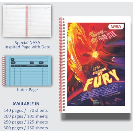 Anupam NASA 1 Subject Notebook A4, 70 GSM, 125 Sheets (250 Pages) College Ruled Spiral Subject Notebook for Work, School Supplies, Home & Office, Writing Journal (Pack of 3)