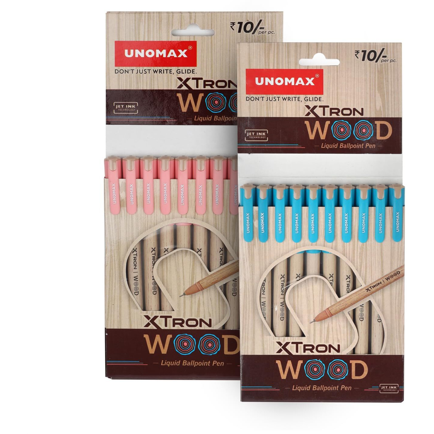Unomax Xtron Wood Ballpen (20 Unit Hanger) | 10 Blue & 10 Red | Wooden Finish | Precision 0.7mm Tip | Jet Ink Technology | Comfort Grip | Perfect for Professionals, Students, and Everyday Use