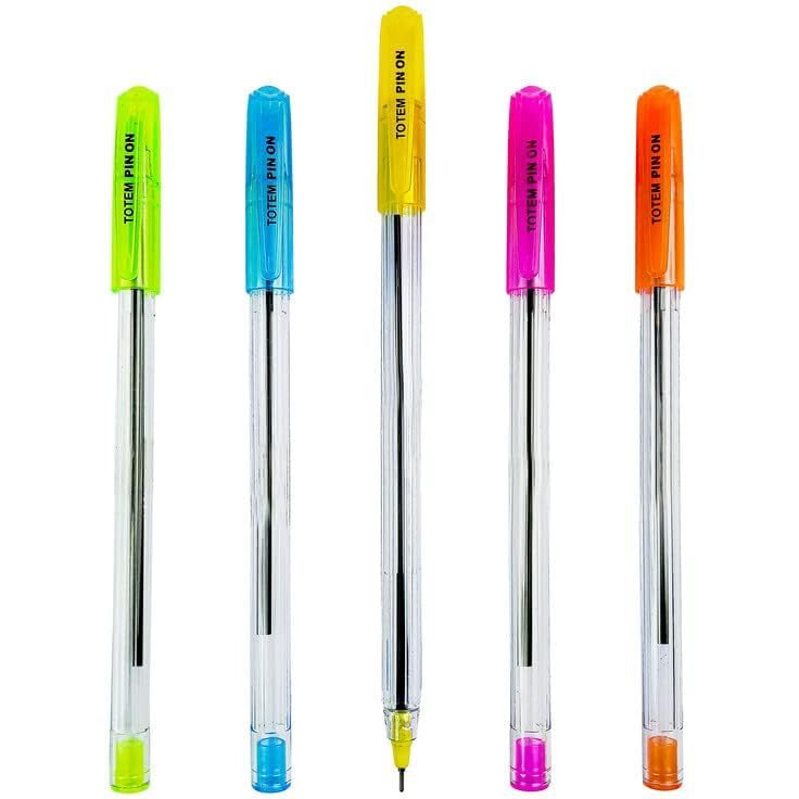 TOTEM Pin On Ball Pens | 60 Blue Ink Pens | 0.7 mm Tip | Comfortable Grip | Pens Combo Pack | Best Pens for Writing | Perfect for KIds