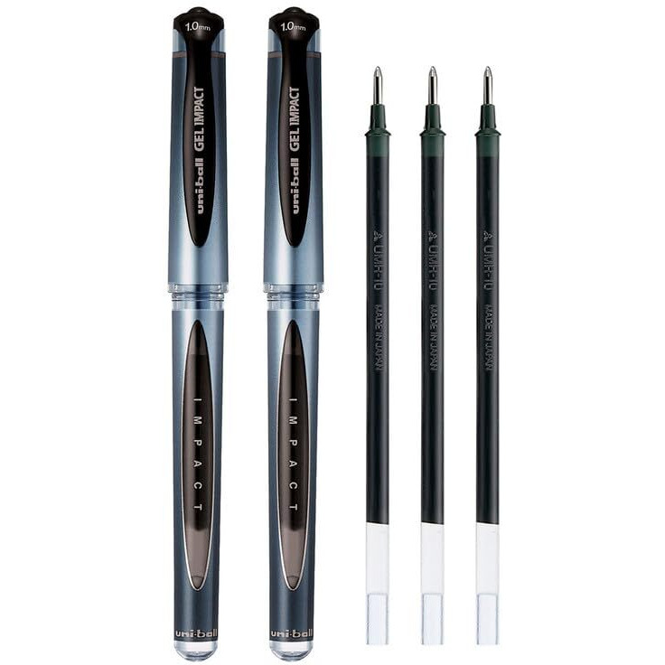 uni-ball Signo 0.1mm UM153S & UMR-10 Gel Pen - Refill Combo | Black Ink, 2 Pcs Pens with 3 Pcs Refills
