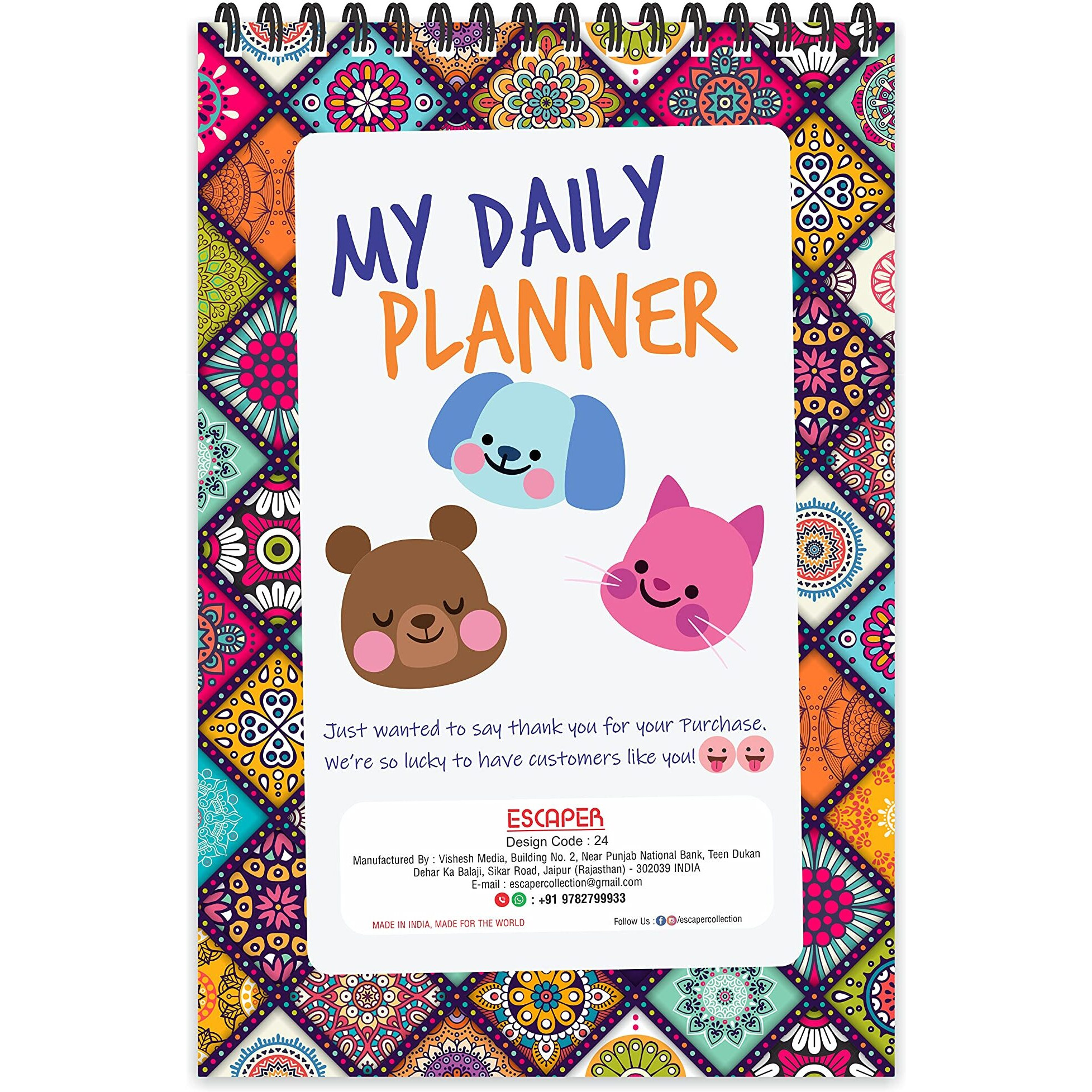 ESCAPER Mandala Art Theme Daily Planner Pack of 2 Units | A5 Size - 8.5 x 5.5 Dairy | Daily Planner Diary | Planner for Students | Monthly Planner | Daily Planner 2022-23