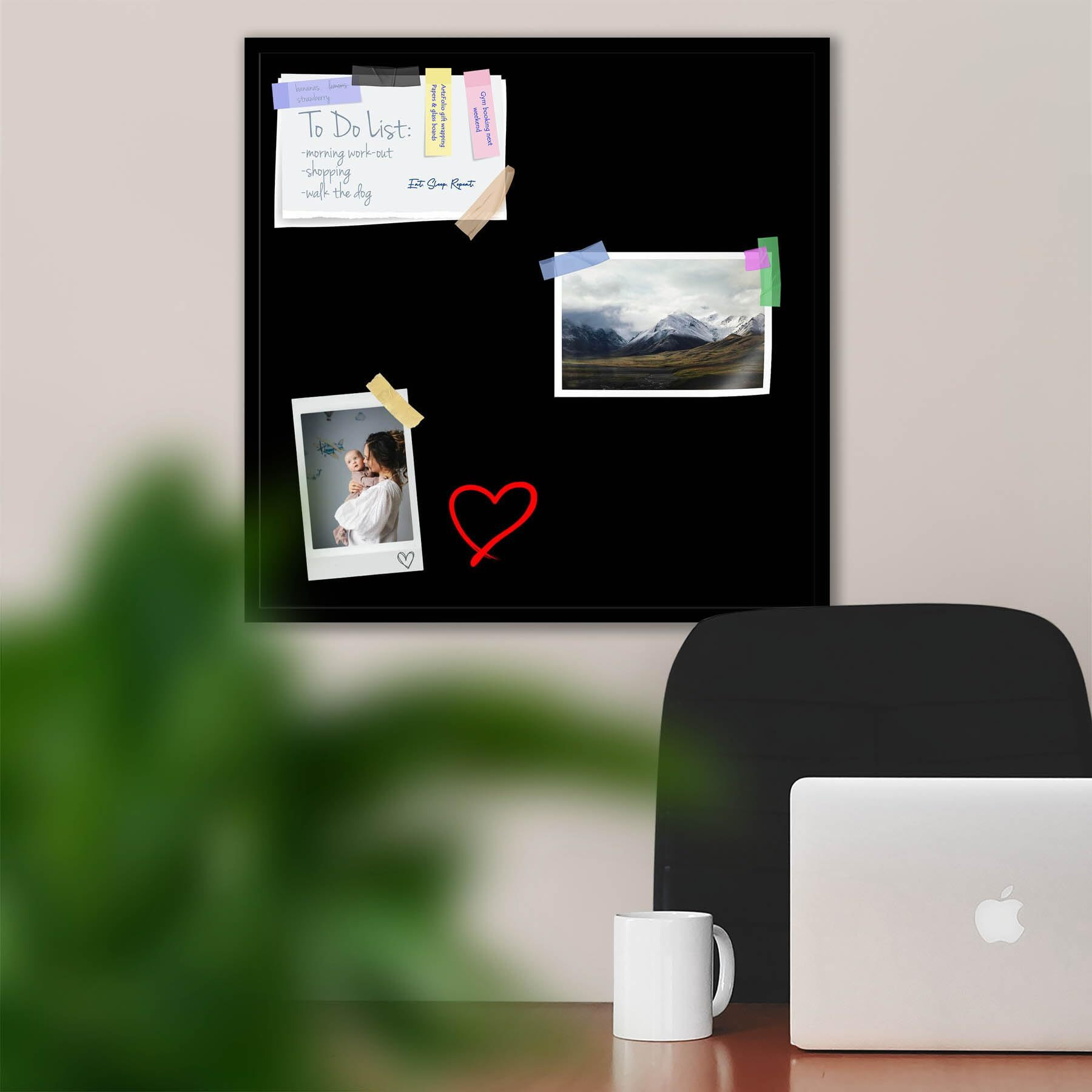 ArtzFolio Greys Family Black Colour | Framed Magnetic Dry Erase White Board | Includes Sticky Notes, Magnet Buttons & Markers | Black Frame | 24 x 24 inch (61 x 61 cms)