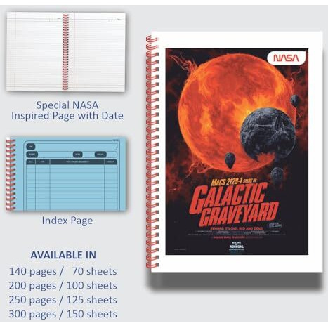 Anupam NASA 1 Subject Notebook A4, 70 GSM, 100 Sheets (200 Pages) College Ruled Spiral Subject Notebook for Work, School Supplies, Home & Office, Writing Journal (Pack of 1)