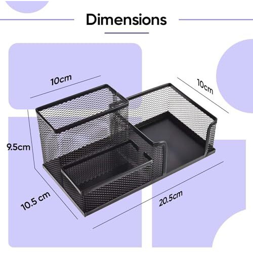 YAJNAS Bileder Metal Stationery Items Organizer for Office and Home Table Top Pen Pencil Holder | Desk Organiser Or Study, Makeup, Remote, Kitchen (3 - Compartment)