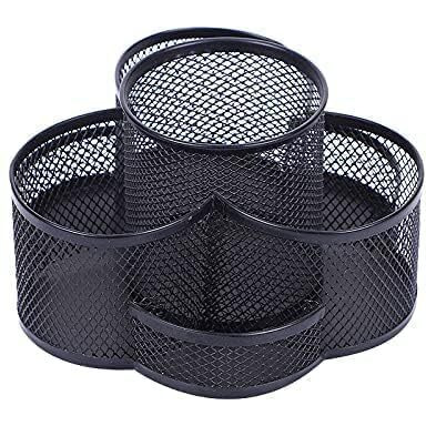 YAJNAS Bileder Metal Stationery Items Organizer for Office and Home Table Top Pen Pencil Holder | Desk Organiser Or Study, Makeup, Remote, Kitchen (Rotateable)