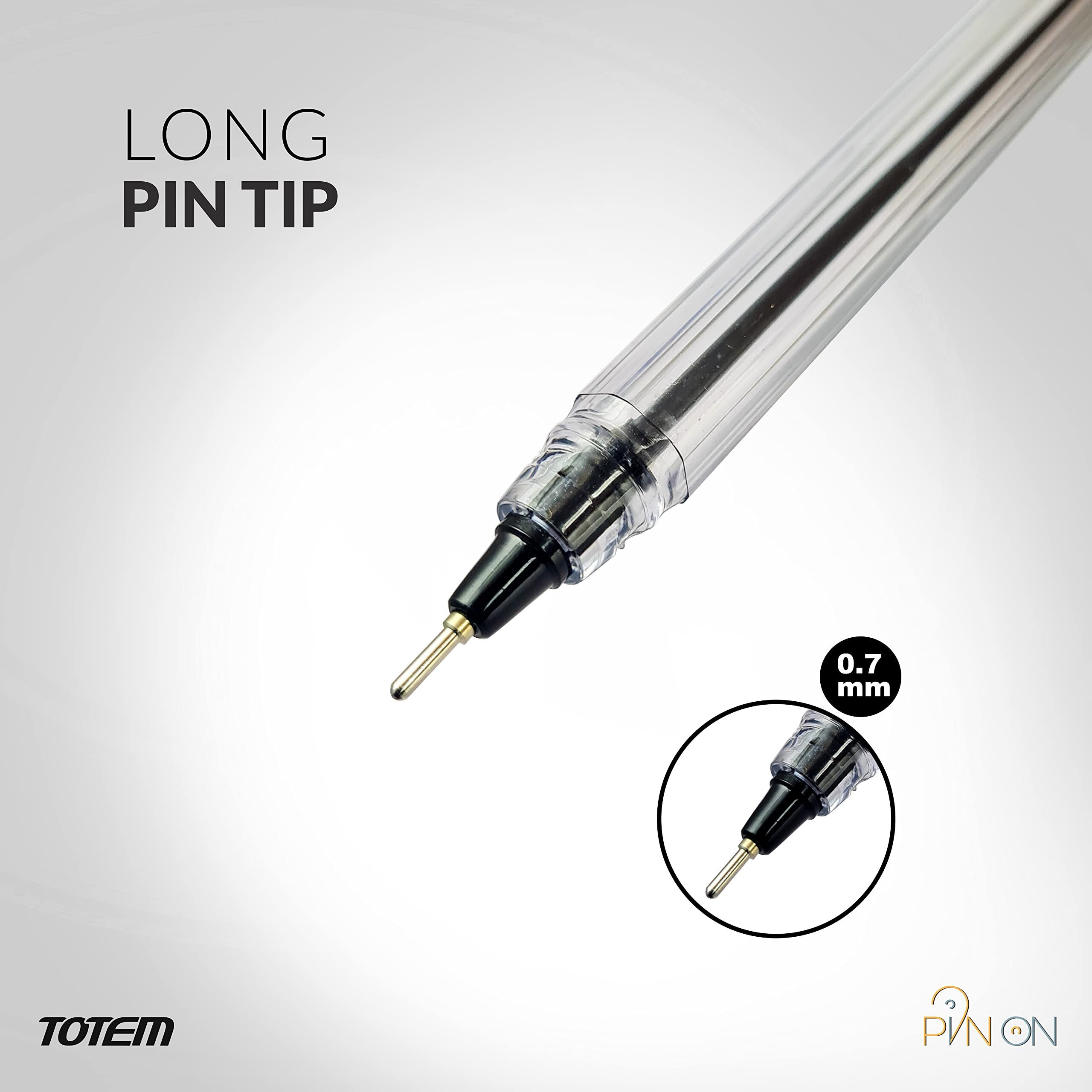 TOTEM Pin On Ball Pens | 80 Pens (40 Blue Ink & 40 Black Ink) | 0.7 mm Tip for Smooth Writing | Pen Set for Student | Office Stationery