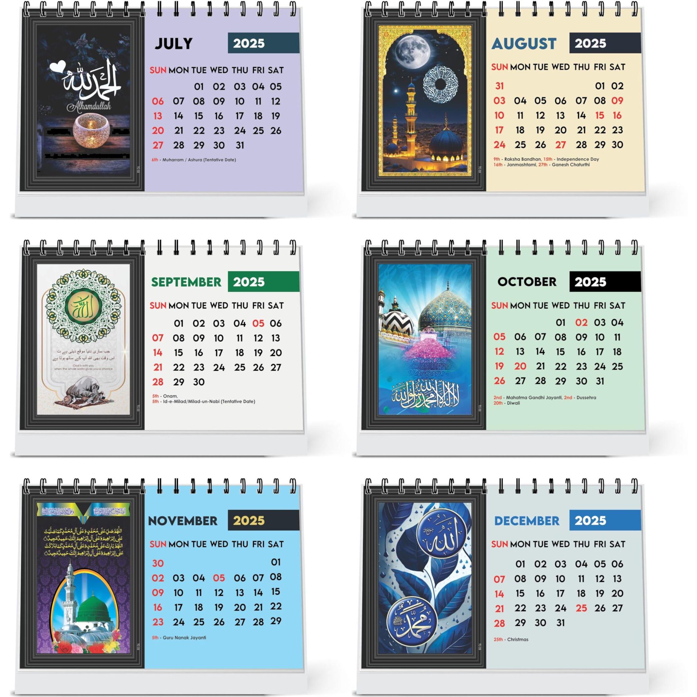 ESCAPER Islamic Calendar 2025 Desk, Muslim Calendar 2025, Islam Table Calendar 2025, Allah Calendar 2025 ramzan, Islamic decorative items, Muslim gift items (Muslim Desk Calendar, 3 Qty)