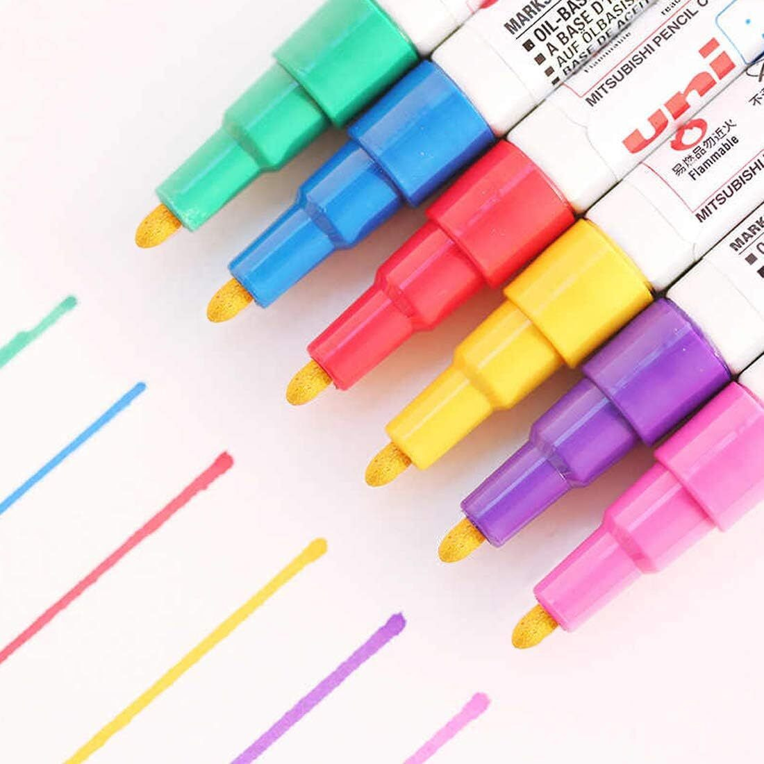 uni-ball PX21 Bullet Shaped Paint Markers Combo | Black, White, Golden & Silver Ink, Pack of 4