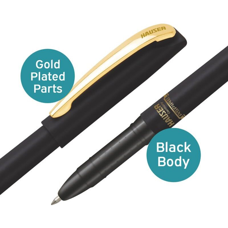 Hauser Aspire Metal Ball Pen Box Pack | Matt Black Body With Copper Trim | Smooth, Sturdy, Refillable Pen | Attractive Look With Smudge Free Writing | Ideal For Gifting | Blue Ink, Pack of 3
