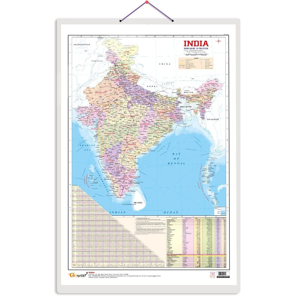 Indian Road Guide & Political Map Educational Charts | 20&quotX30" inch |Non-Tearable and Waterproof | Double Sided Laminated |Useful for Preparation of SSC, UPSC, RRB, IES, and Other Exams