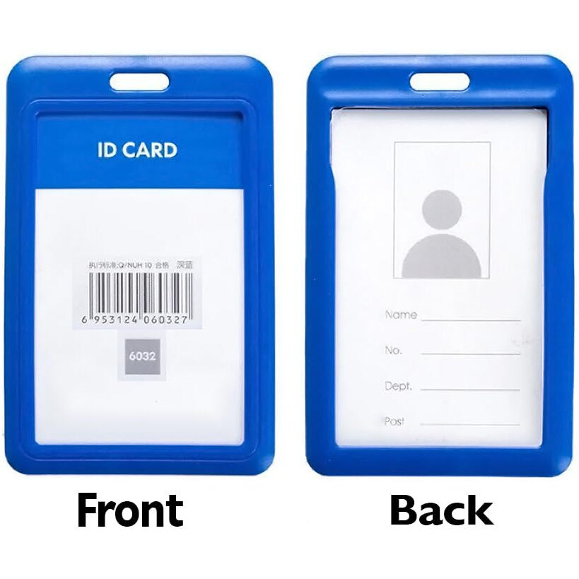 GLUN Blue Plastic ID Card Holder with Blue Oval Yoyo Retractable Reel ID Card Holder for Office,School, Collage and Factories Pack of 10