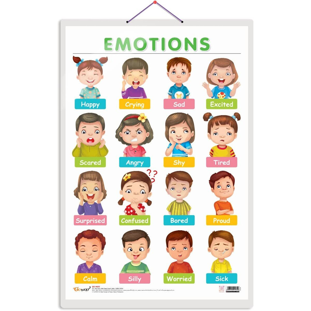 Emotions Early Learning Educational Chart for Kids | 20&quotX30" inch |Non-Tearable and Waterproof | Double Sided Laminated | Perfect for Homeschooling, Kindergarten and Nursery Students