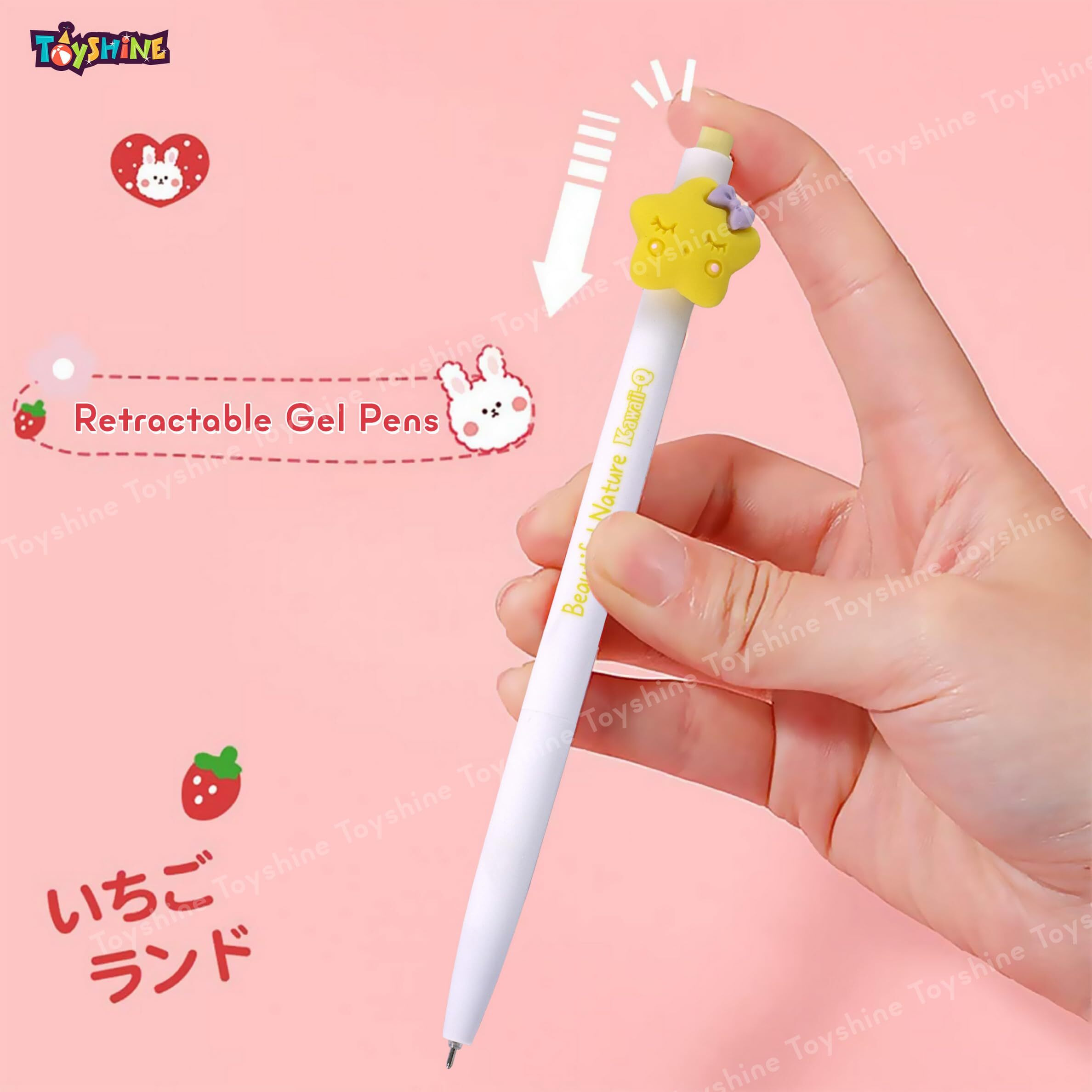 Toyshine 5 Pc Beautiful Nature Cute Design Fancy Fine 0.5mm Kawaii Gel Ink Pen for Office Stationary School Supplies Birthday Party Favor Return Gift - Multicolor