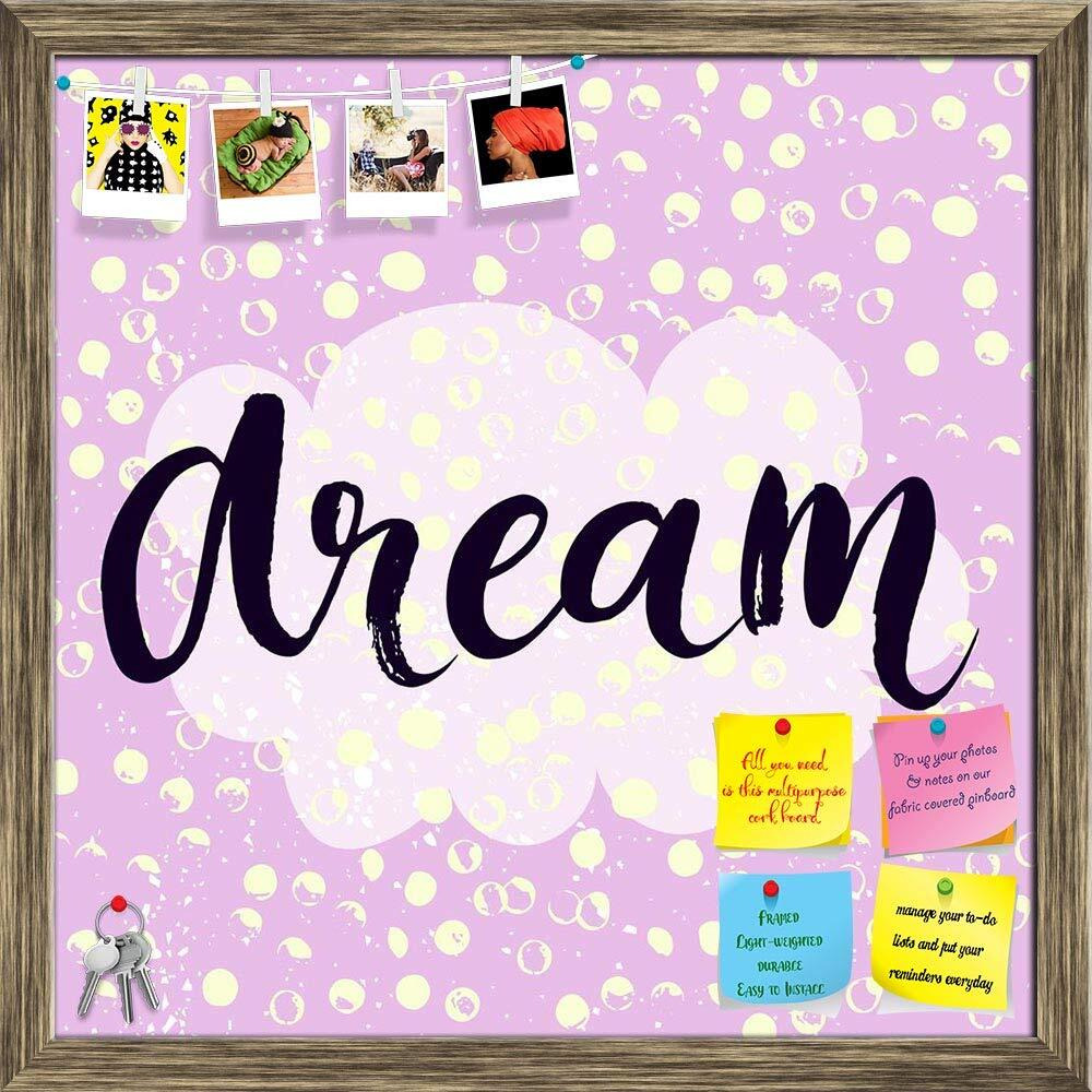 ArtzFolio Dream | Bulletin Board Notice Pin Board | Vision Soft Board Combo with Thumb Push Pins & Sticky Notes | Antique Golden Frame | 16 x 16 inch (41 x 41 cms)
