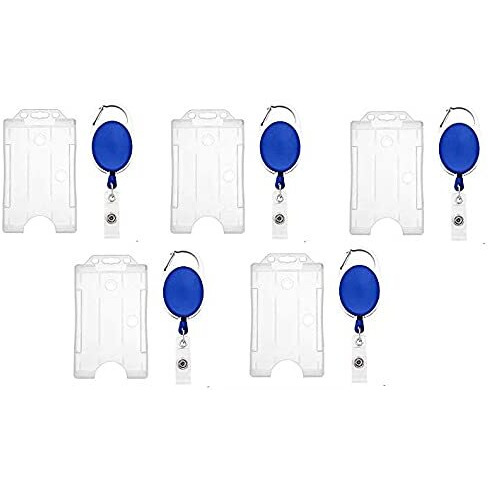 FEDUS I.D. Card Retractable Holder Badge Yo Yo Clip + Card Holder (Pack of 5)