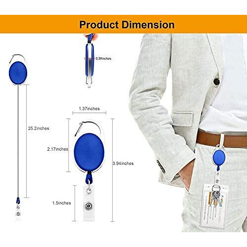 FEDUS I.D. Card Retractable Holder Badge Yo Yo Clip + Card Holder (Pack of 5)