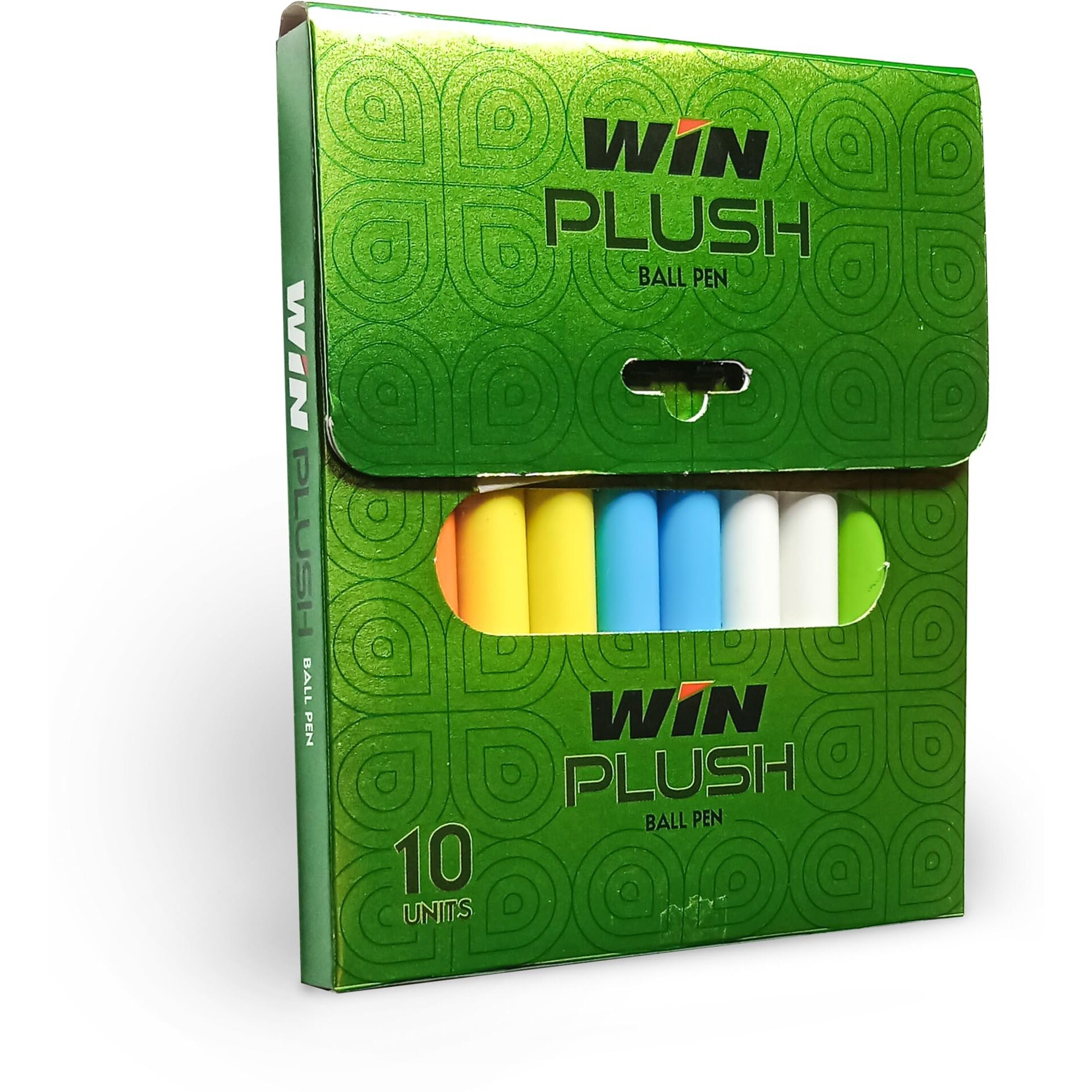 WIN Plush Ball Pens Set | 10 Blue Ink Pens | Bright Body Colours | Pens for Students | 0.7 mm Tip | Comfortable Grip | Smudge Free Writing | Stationery Items | Ideal for School & Office Uses