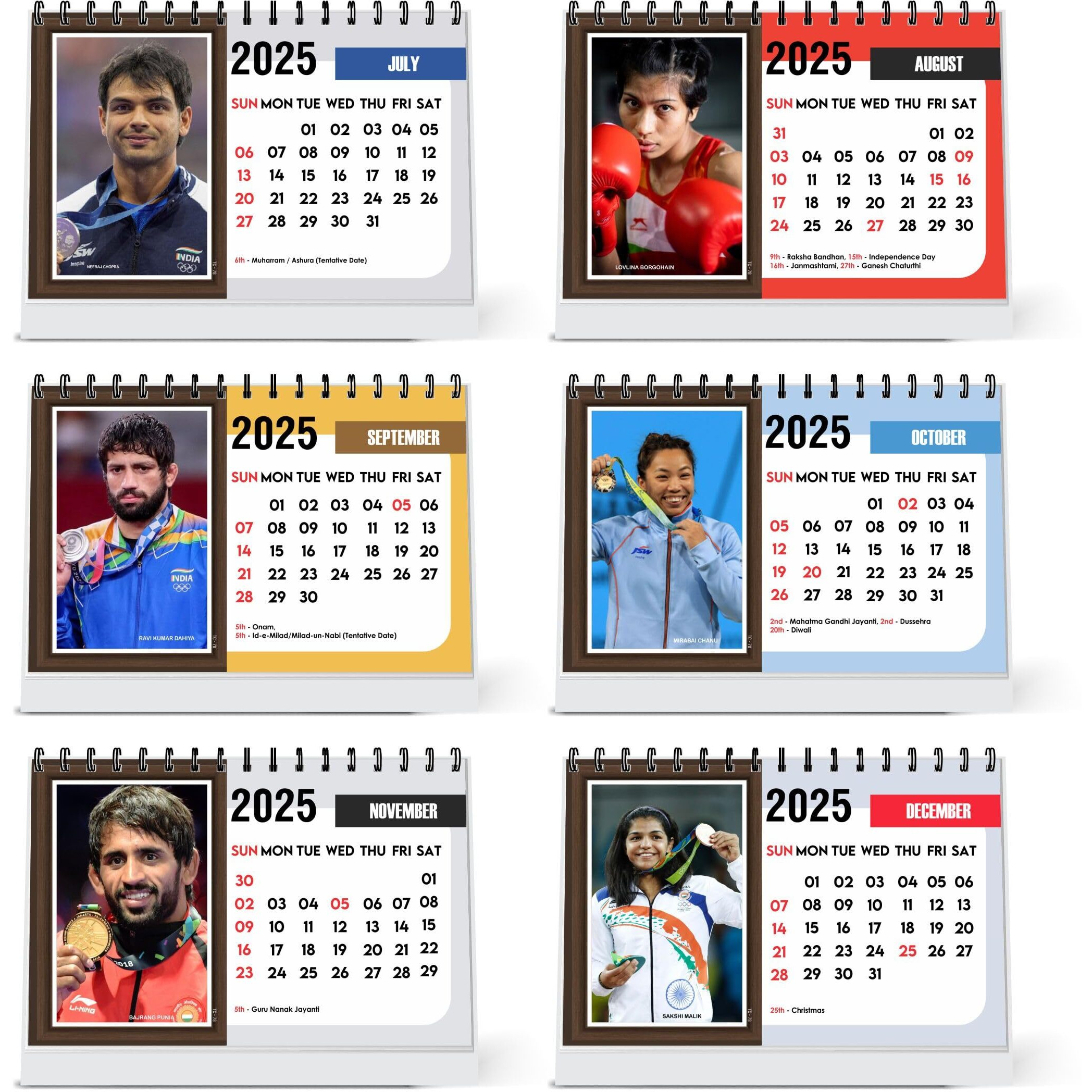 ESCAPER Olympic Calendar 2025 Desk, Olympic Medalist Table Calendar 2025, Olympic Players Calendar 2025, Olympic Games Calendar 2025, Sports Calendar 2025, Olympic Photos Calendar 2025, New Year Calendar