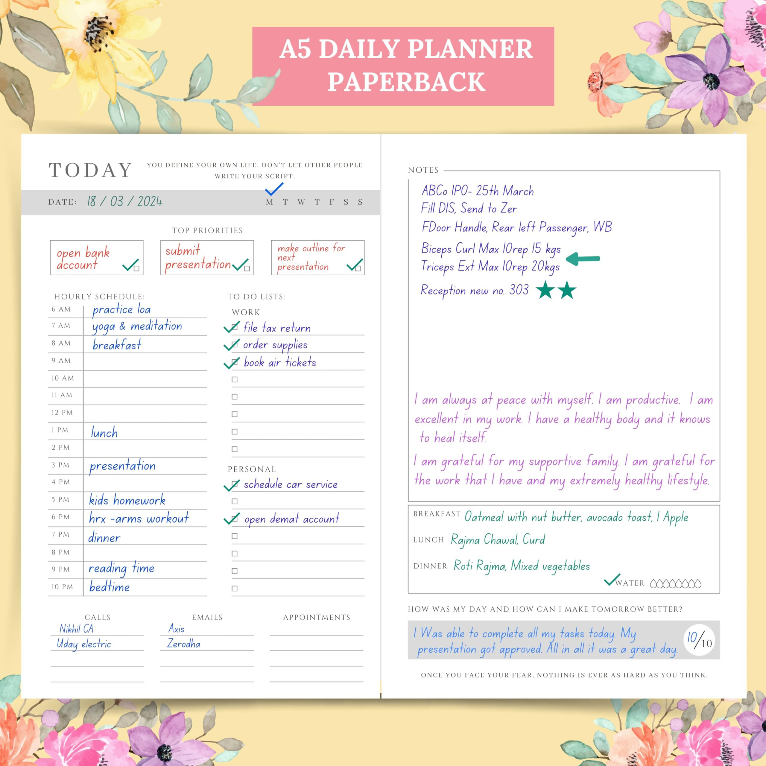 LAURET BLANC Daily Planner Undated, Schedule Your Day, Manage To-Do List, Wellness Tracker, Plan for 80 Days, Paperback. (The Best Is Yet To Come)