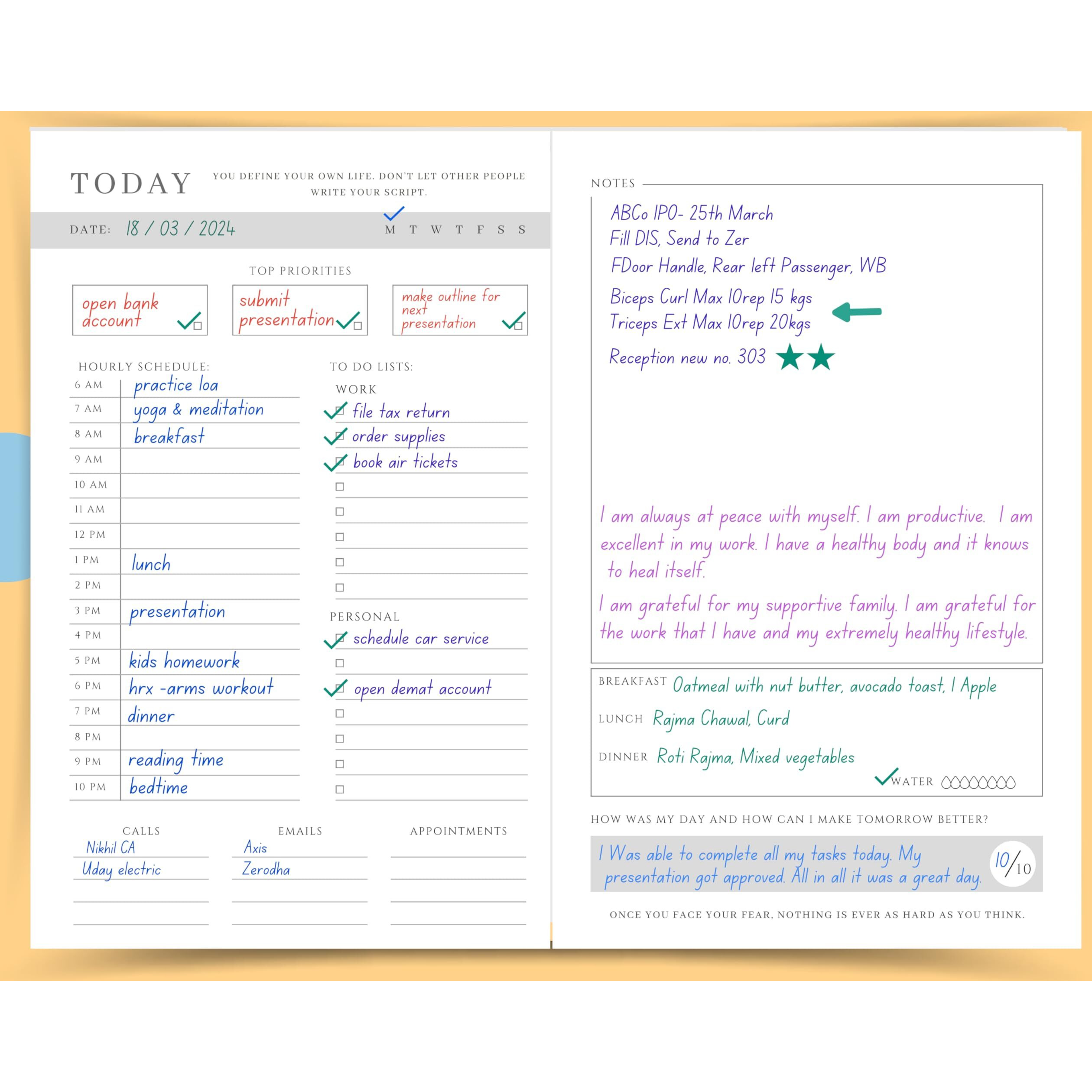 LAURET BLANC Daily Planner Undated, Schedule Your Day, Manage To-Do List, Wellness Tracker, Plan for 80 Days, Paperback. (Believe You Can And You Are Halfway There)