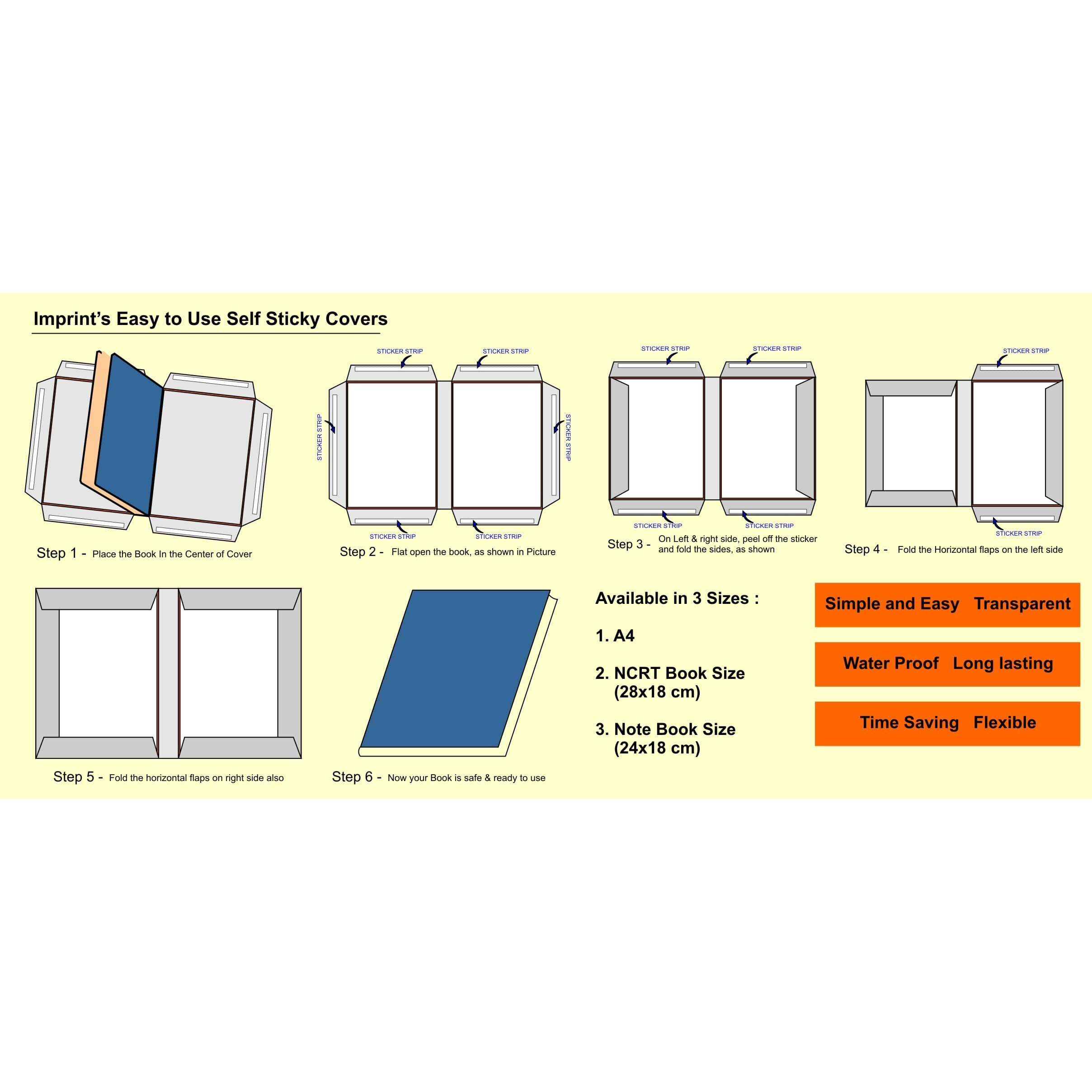 IMPRINT Book Covers | Ideal for A4 Size Notebook and Books | Pack of 20 | Transparent