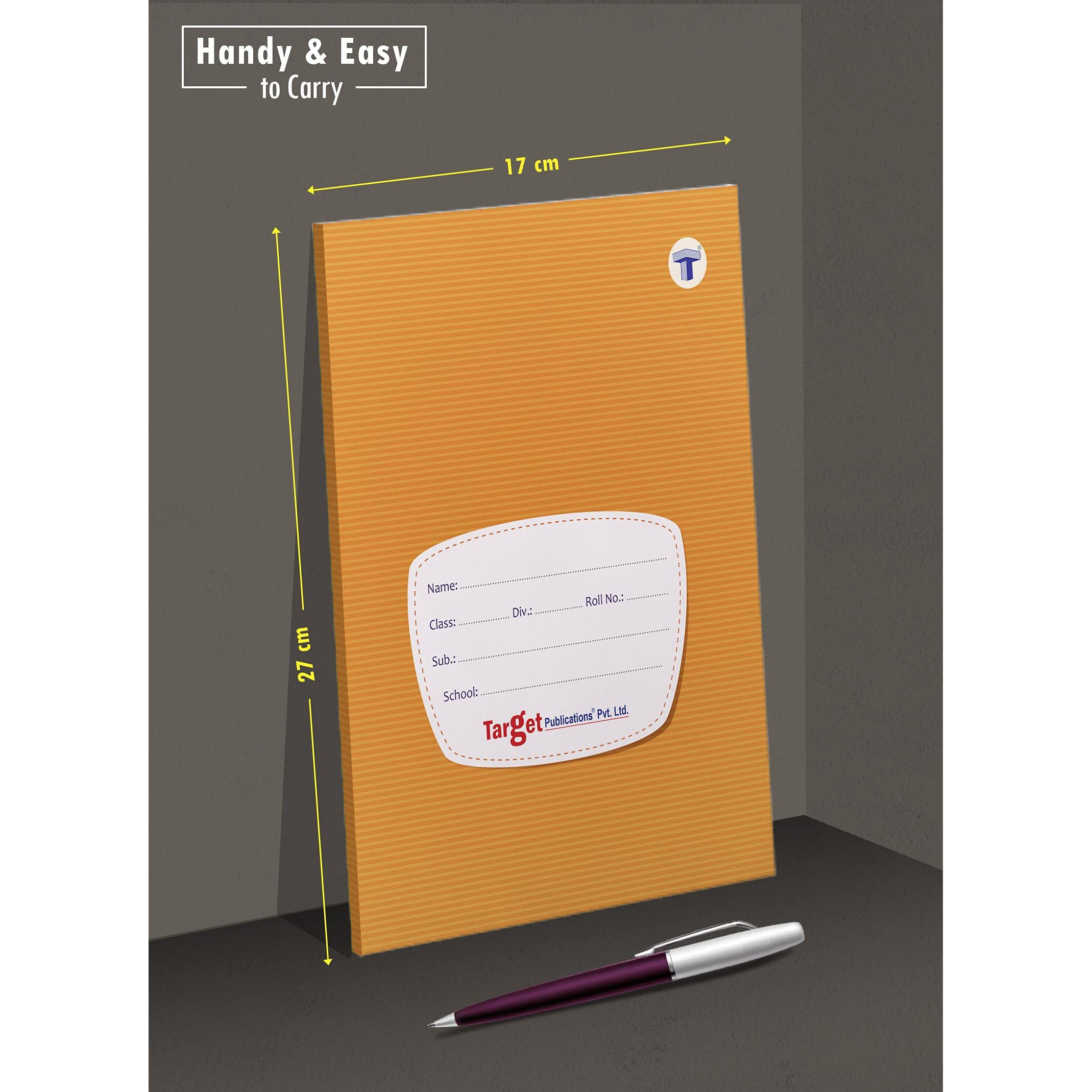 TARGET PUBLICATIONS Single Line Notebooks | 172 Ruled Pages | Soft Brown Cover | 17 cm x 27 cm | For School College Office Use | Pack of 4 Books | GSM 58