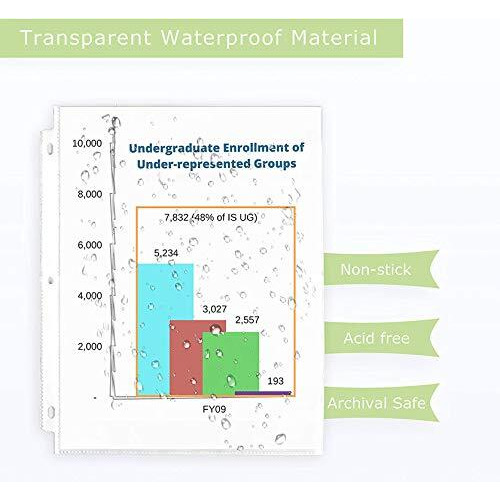 WHNOATOC 30 Pack 100 Micron Sheet Protectors, Plastic Clear Folder Leafs Document Sleeves,Reinforced 11-Hole, Heavyweight Non-Glare, Acid-Free, Archival Safe for Documents and Photos (A-4 Size),White