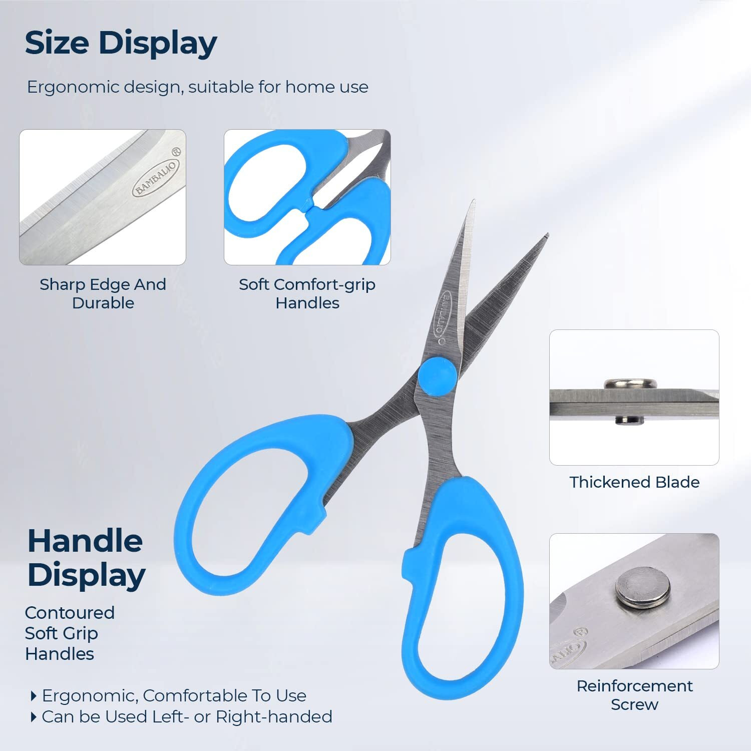 Bambalio 5" Soft Comfort Grip Multipurpose Scissors Pack Of 3 BA015