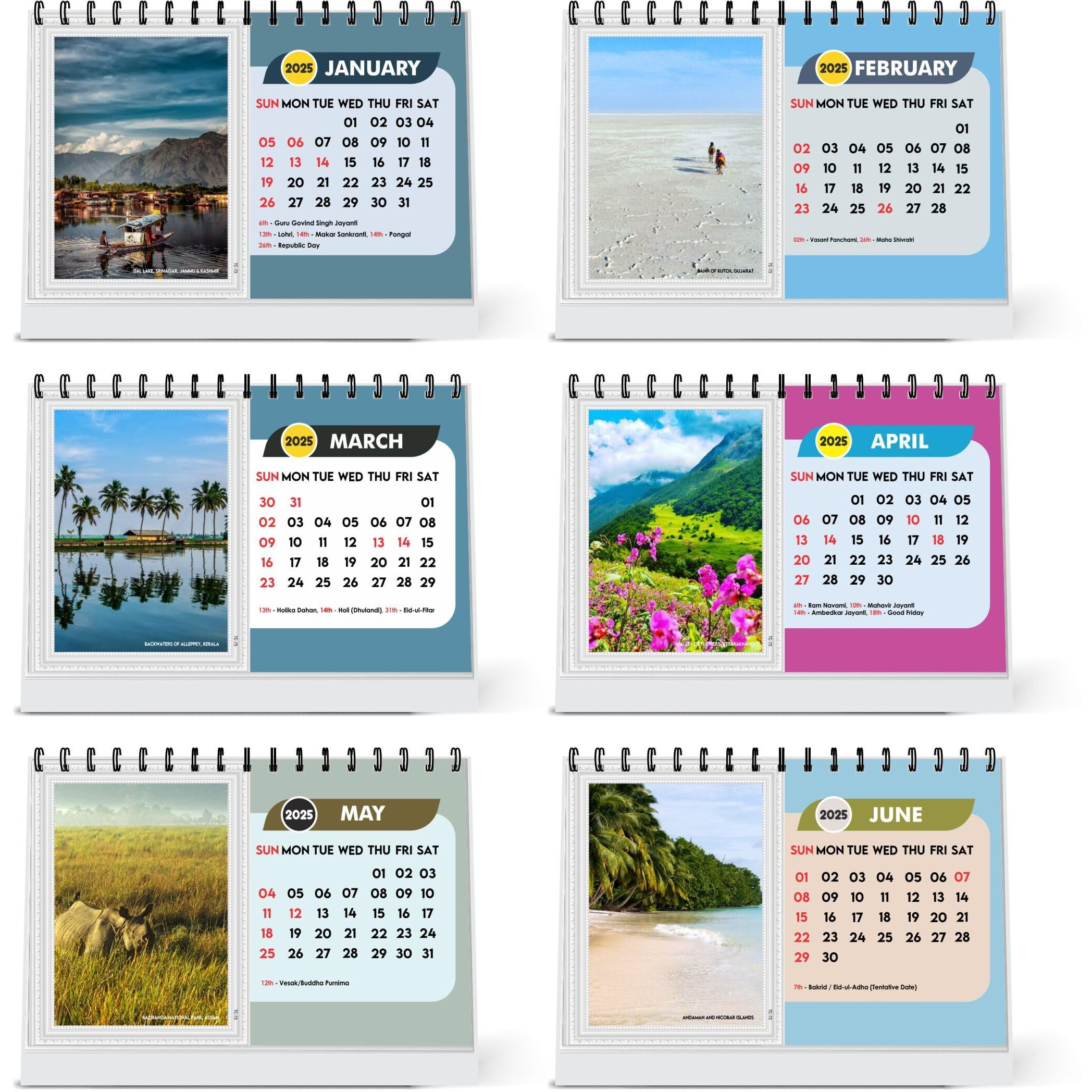 ESCAPER Travel Calendar 2025 Desk, World Travel Calendar 2025, India Travel Calendar 2025, Travel Destinations Calendar, Travel Holiday Calendar, Travel Accessories, Seven Wonders of World (Famous Indian Destinations, 3 Qty)