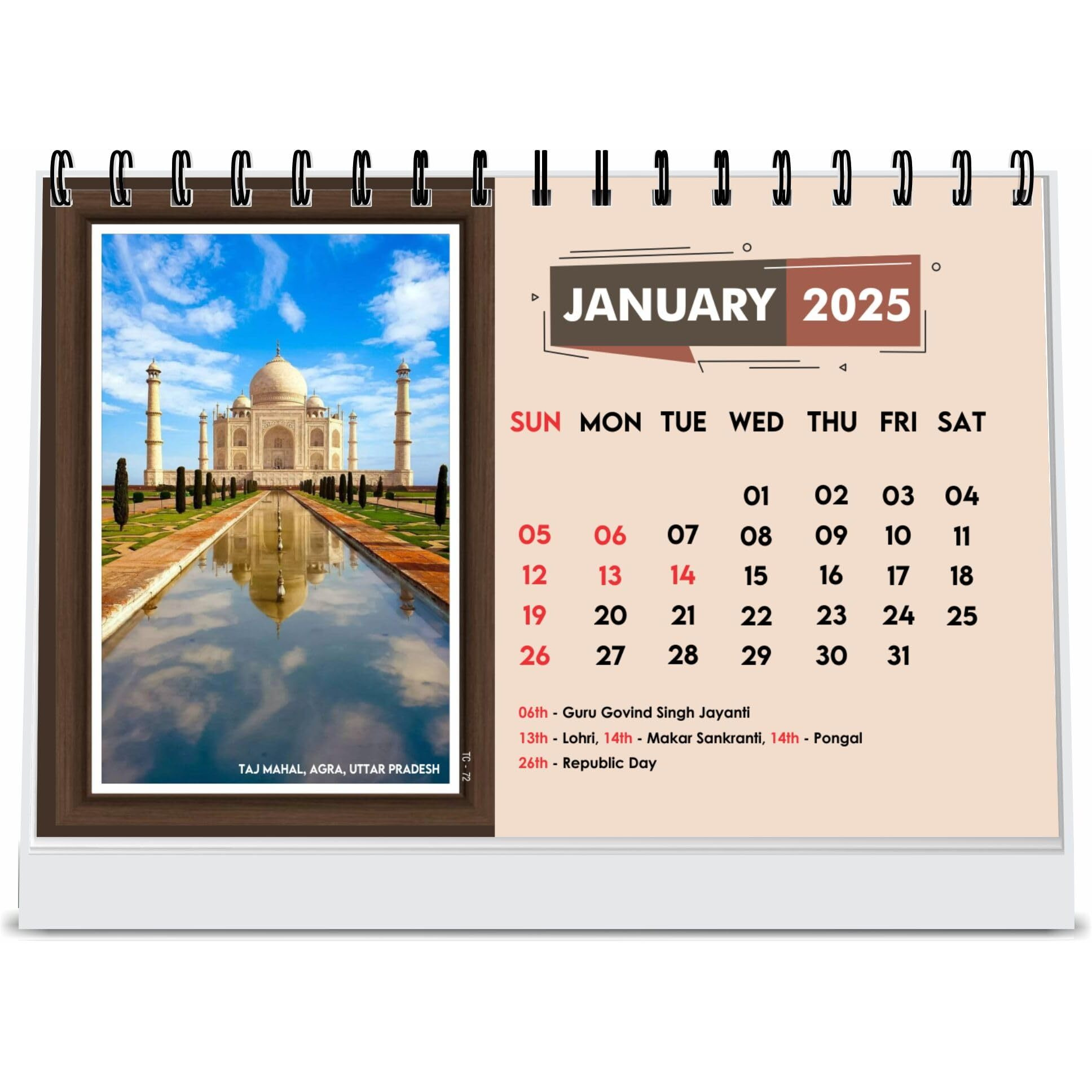 ESCAPER Travel Calendar 2025 Desk, World Travel Calendar 2025, India Travel Calendar 2025, Travel Destinations Calendar, Travel Holiday Calendar, Travel Accessories, Seven Wonders of World (Indian Forts & Monuments, 3 Qty)