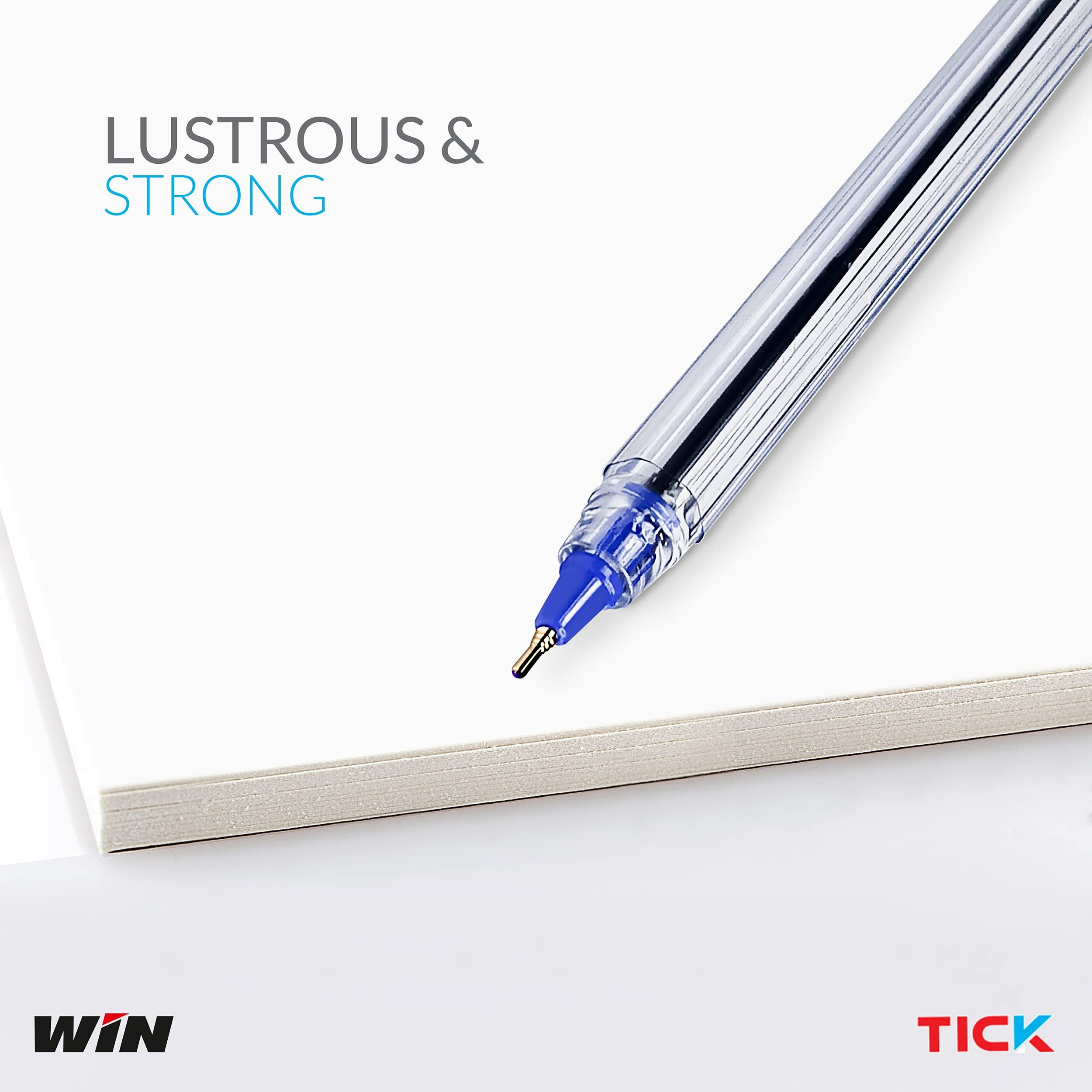 WIN Tick Ball Pens | 60 Blue Ink Pens | 0.7 mm Tip | Comfortable Grip to Hold | Pens for Students | Smooth Writing | Ideal for School, Office & Business Use | Stick Pens Set