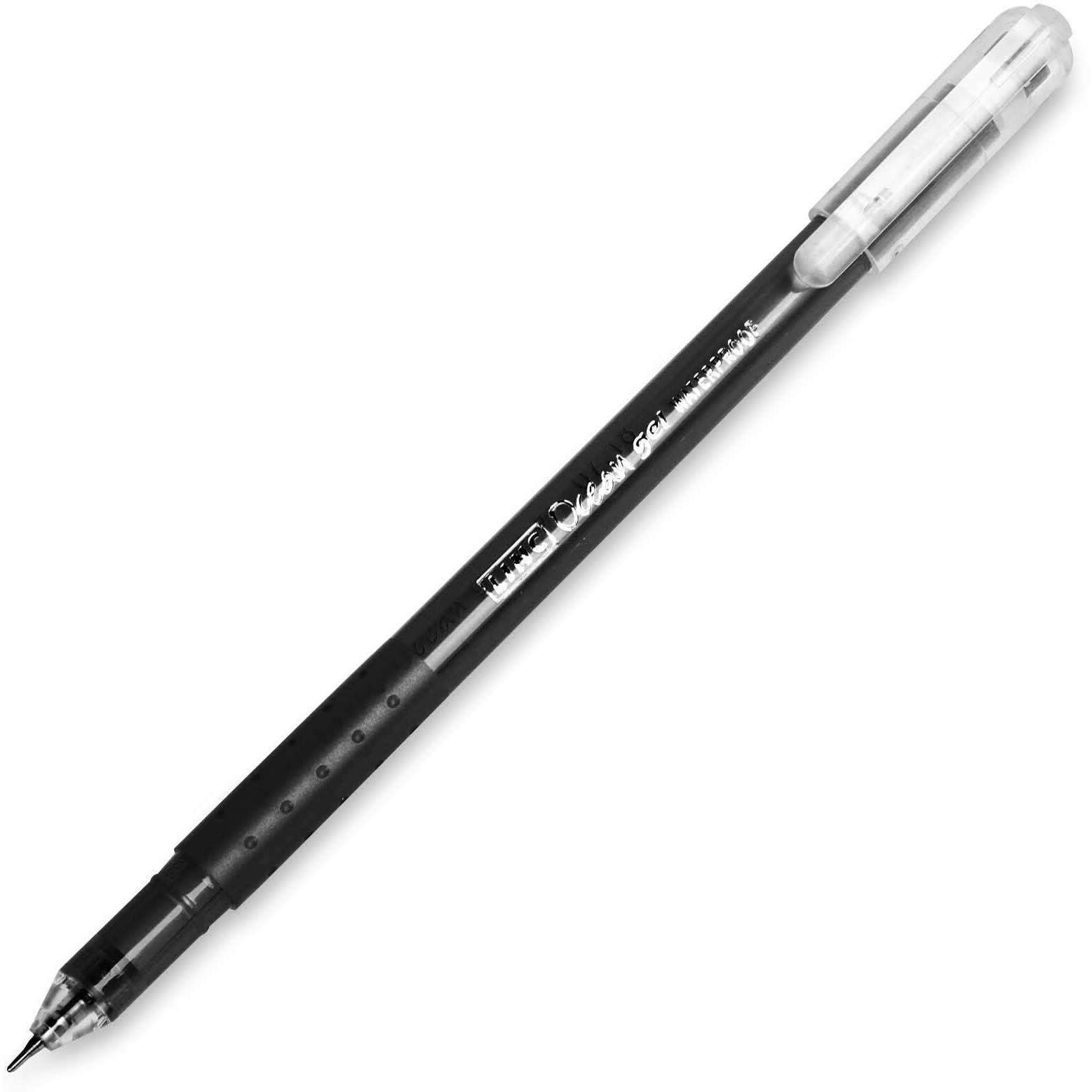 Linc Ocean Lightweight Gel Pen Jar | 0.55mm, Dark Black Ink Gel Pens | Jar of 25 Units | Black Gel Pen Set for Office and School Use | Elasto Grip Pens for Smooth Writing with Fast Flowing Ink Technology | Pack of 25