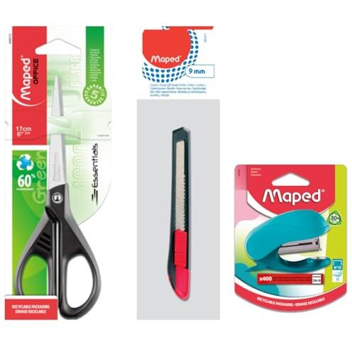 Maped Office Kit|Office Supplies|Scissor|Stapler|Cutter|Premium Office Set|Cutting Tools|Office Products|Combo for Office|Office Stationery|Ideal for Day to Day Usage of Home and Office
