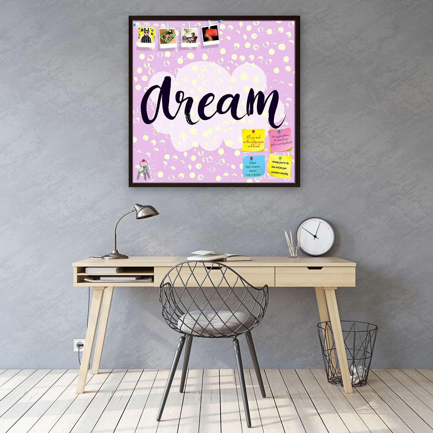 ArtzFolio Dream | Bulletin Board Notice Pin Board | Vision Soft Board Combo with Thumb Push Pins & Sticky Notes | Dark Brown Frame | 12 x 12 inch (30 x 30 cms)