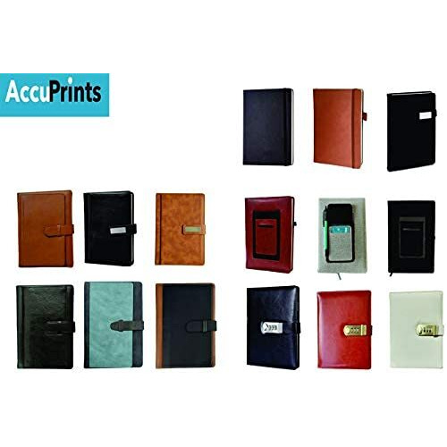 AccuPrints Black Pu Leather Notebook Diary 5.8 * 8.3 inches 200 Ruled Pages