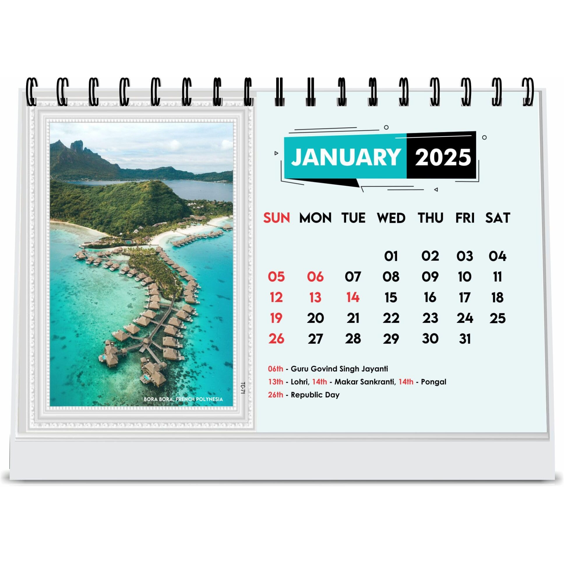 ESCAPER Travel Calendar 2025 Desk, World Travel Calendar 2025, India Travel Calendar 2025, Travel Destinations Calendar, Travel Holiday Calendar, Travel Accessories, Seven Wonders of World (World Top Destinations, 2 Qty)