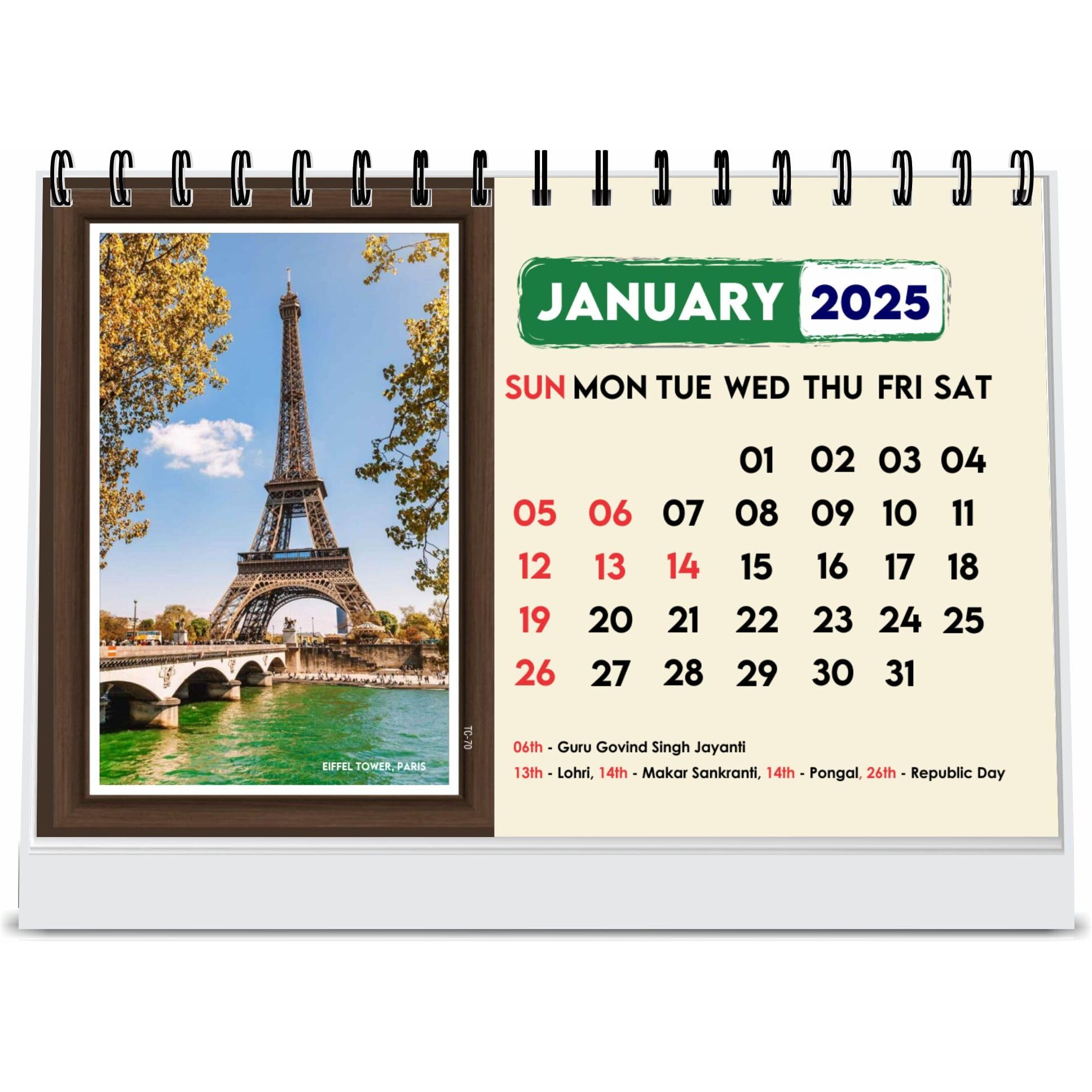 ESCAPER Travel Calendar 2025 Desk, World Travel Calendar 2025, India Travel Calendar 2025, Travel Destinations Calendar, Travel Holiday Calendar, Travel Accessories, Seven Wonders of World (World Iconic Wonders, 10 Qty)