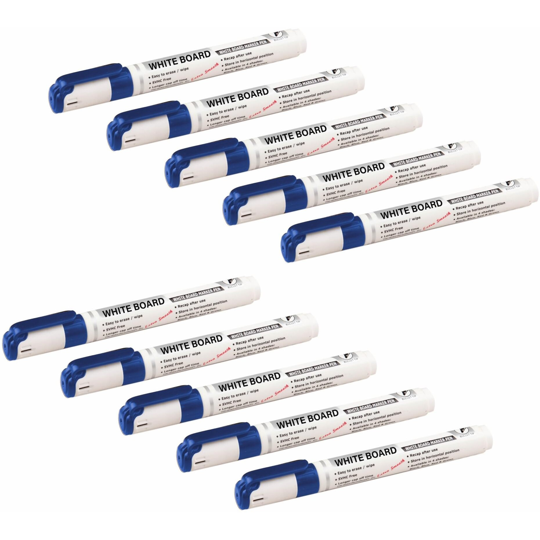 YAJNAS Whiteboard Markers  Assorted Ink Colours Markers for School & Office Stationery Items Markers (Blue-10)