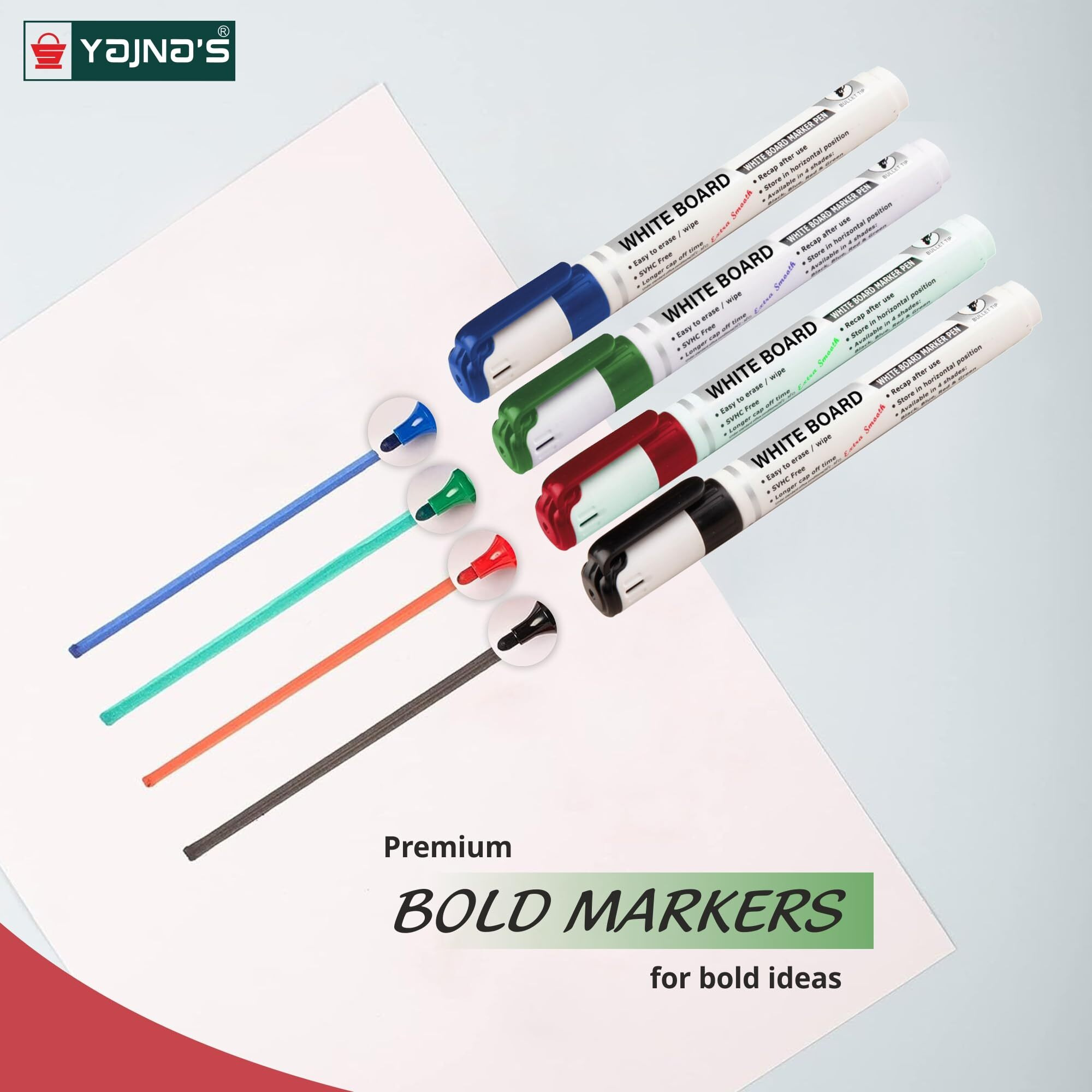 YAJNAS Whiteboard Markers  Assorted Ink Colours Markers for School & Office Stationery Items Markers (Blue-10)