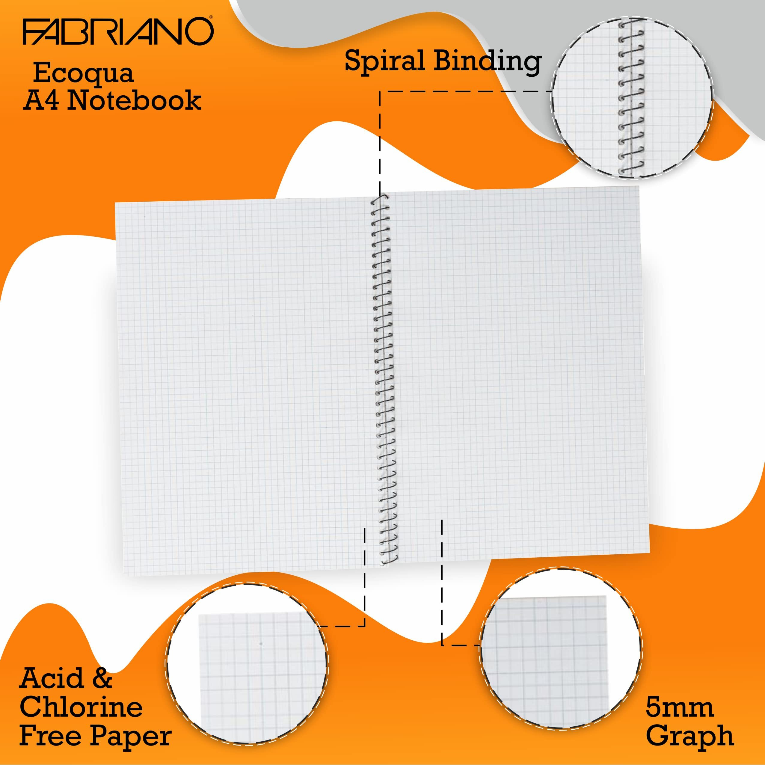 Fabriano Ecoqua A4 Spiral Bound Graph 5MM Notebook Purple