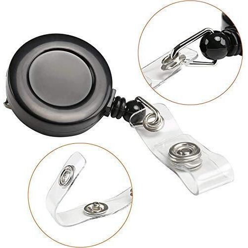 FEDUS I.D. Card Retractable Holder Badge Yo Yo Clip [Pack of 5] (Black)