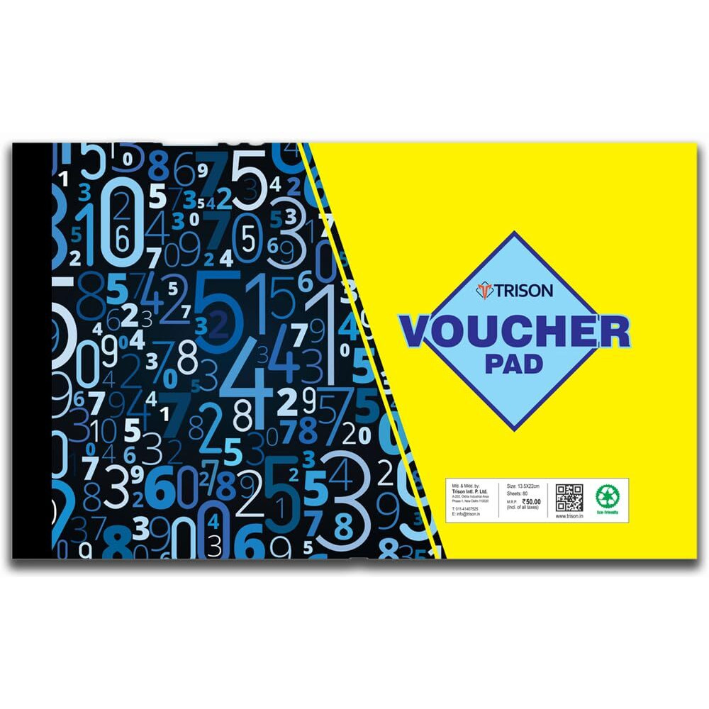 Trison Big Voucher Pad | Debit/Credit memo Petty Cash Voucher Book | 80 Sheets | 13x22 cm | Perforated Sheets | Pack of 10